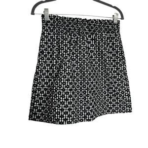 NWT J.Crew Factory Black White Elastic Waist 100% Cotton Seersucker Mini Skirt 2